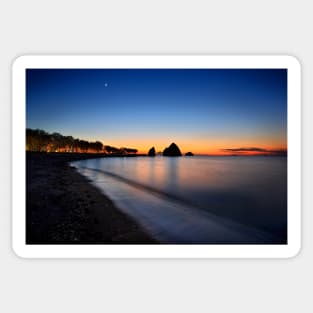 Night falling at Avlonas beach Sticker